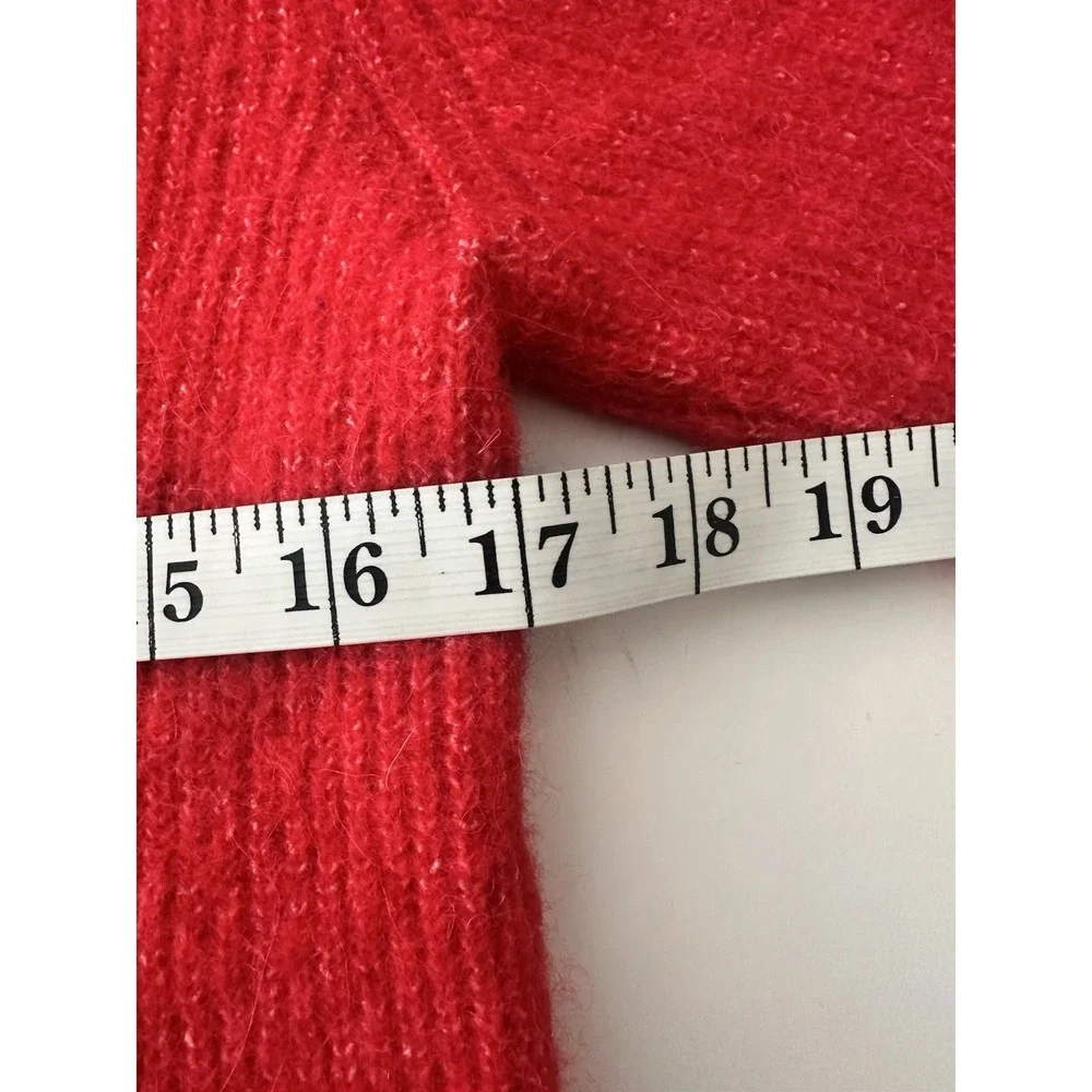 GANNI Cropped Cardigan Sweater Women's Small Red Wool‎ Alpaca Blend Button Front
